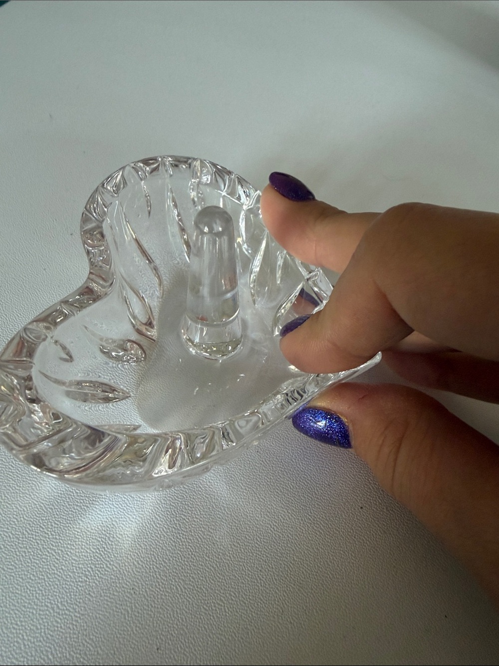 Heart-Shaped Glass Ring Holder Dish - Picture 2 of 4